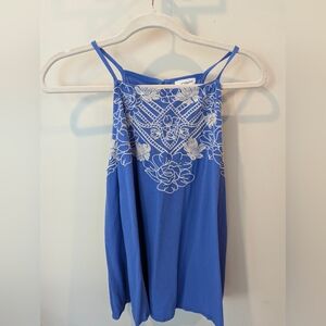 Eyeshadow Blue Floral Embroidered Camisole